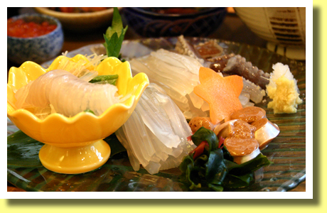 Ika ( squid ) sashimi, Asa-ichi ( Morning Market ), Hakodate city, Hokkaido