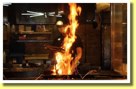 Roasting Katsuo in Hirome Ichiba Market, Kochi City, Kochi Pref., Shikoku